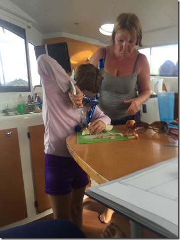 Hannah cutting onions